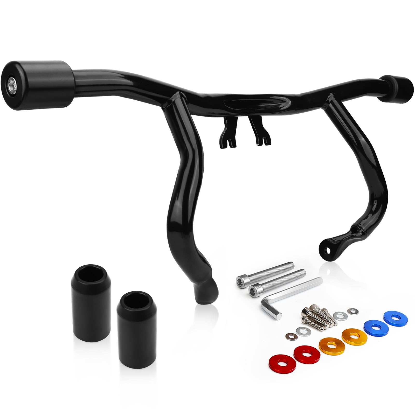 kekykm 2014-2025 Engine Guard Flat Out Crash Bar compatible with Harley Davidson Touring Street Road Glide Road King Electra Glide Ultra Limited, Gloss Black Motorcycle Bumper