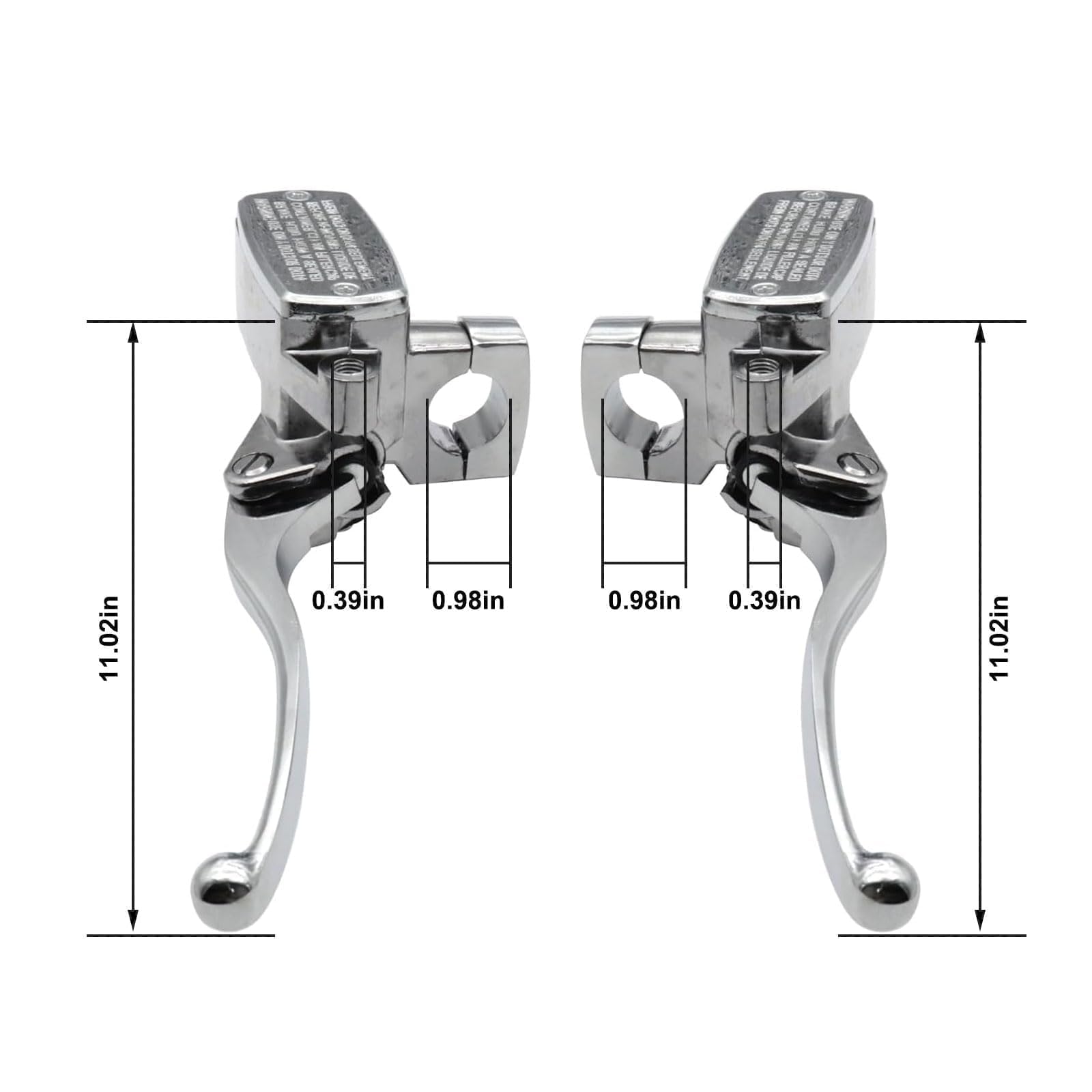 GXARTS Brake Master Cylinder & Clutch Lever Set - Chrome, 25mm, Fits Honda Shadow, Kawasaki Vulcan, Yamaha, Suzuki