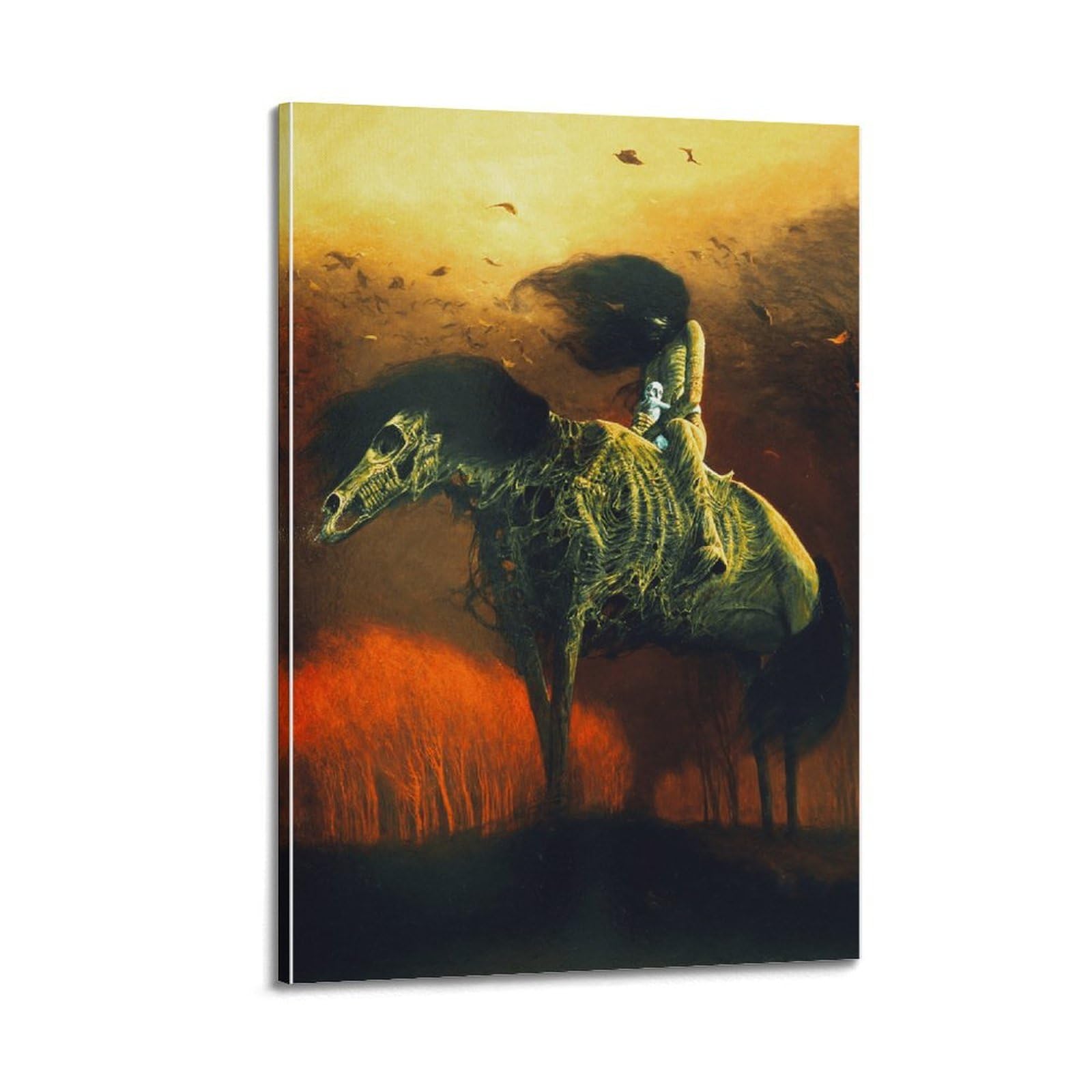 Sjwiner Frame-Style Surrealist Work No.30 By Zdzisław Beksinski Art Poster Canvas Wall Art Decor Living Room Modern Family Bedroom 16X24inch(40X60cm)