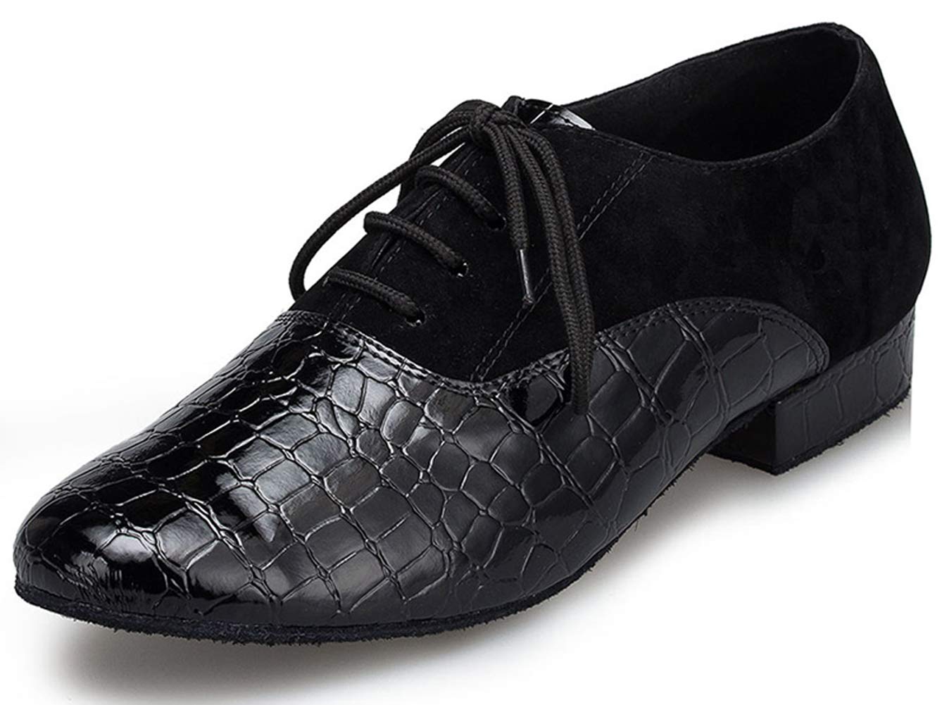 Honeystore Men's Lace-up Dance Shoes Suede PU Leather Modern Tango Jazz Ballroom Latin Black 10 D(M) US