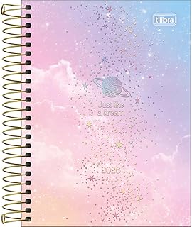 Tilibra - Agenda Espiral Diária 11,7 x 16,4 cm Magic 2026 - Degradê Azul, Rosa e Laranja
