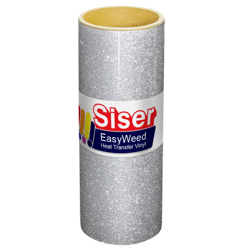 SISER GLITTER Heat Transfer Vinyl (Tshirt HTV) 20" x 12" - SILVER