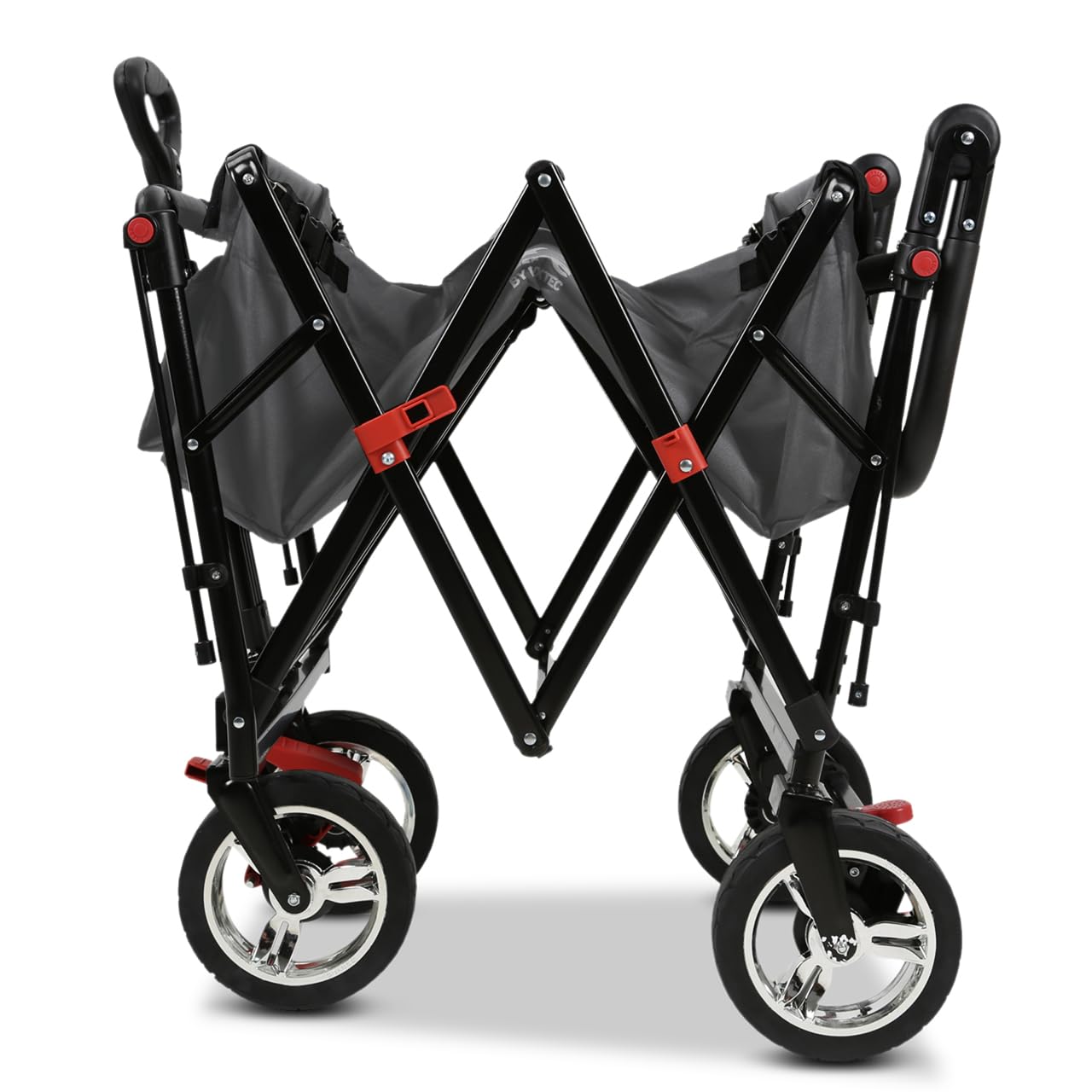 FUXLIFE Carrito Plegable FX-CT700 Gris con Frenos, Asiento Acolchado, asa Ajustable, Carro Resistente para excursiones, jardín y Playa, Plegable y Compacto