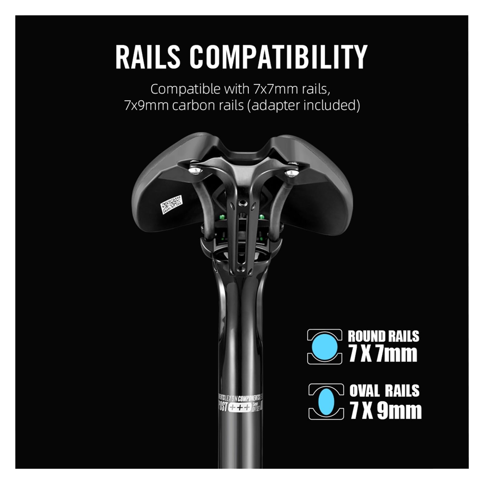 Reggisella in carbonio con offset 5 mm for biciclette da strada e gravel | Parti del tubo sella for bici MTB con diametro 27,2/31,6 mm, lunghezza 350/400 mm