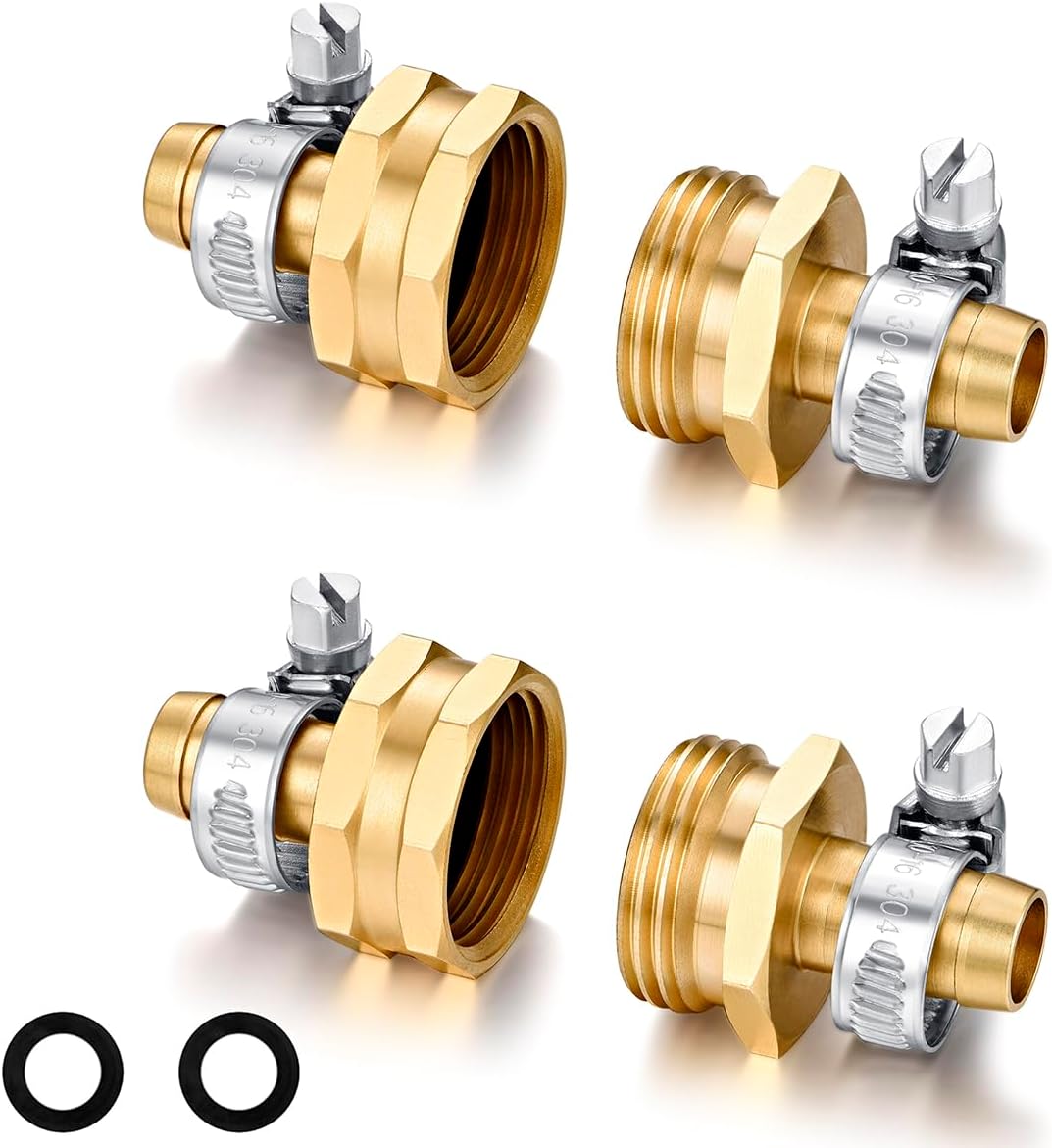 SIGURANTA Garden Hose Repair Connector with Clamps Hose End