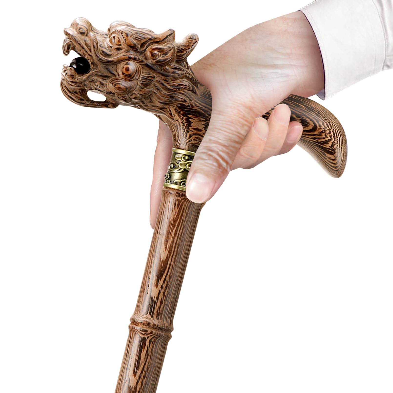 Canne de Marche en Bois sculptée à la Main de qualité supérieure pour Homme et Femme - Design léger - Peut Supporter jusqu'à 226 kg - Bâtons pour Personnes âgées - Convient pour Offrir