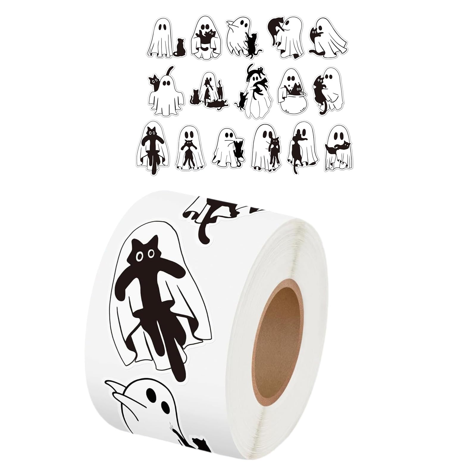 500Pcs Halloween Ghostly Sticker for Kid Craft Adhesive Seal for Scrapbooking Journal Notebook Phone Packaging Kids Halloween Decoration