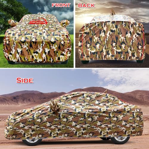 Image of All-Weather Car Cover for Maruti Suzuki Alto K10 | 100% Waterproof, Anti-Dust & Uv Protection | Heavy-Duty Triple Stitched with Elastic Grip | Mirror & Antenna Pocket | Military Camouflage