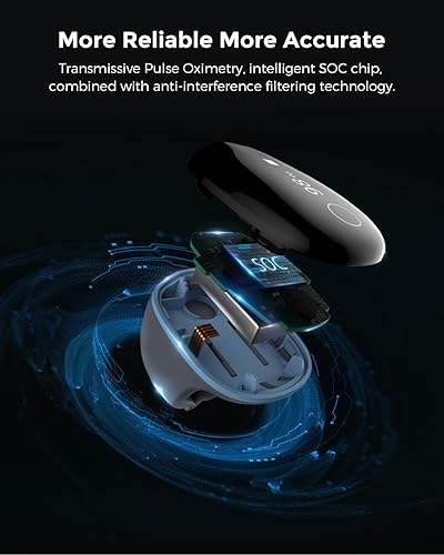 Miniatura 4 de Vibeat OxyRing - Monitor de oxígeno continuo – Oxímetro de pulso Bluetooth con recordatorio en tiempo real e informe de PC gratis, medidor de