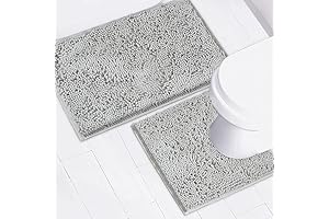 Ultra Absorbent Chenille Bathroom Rugs and Mats Set of 2