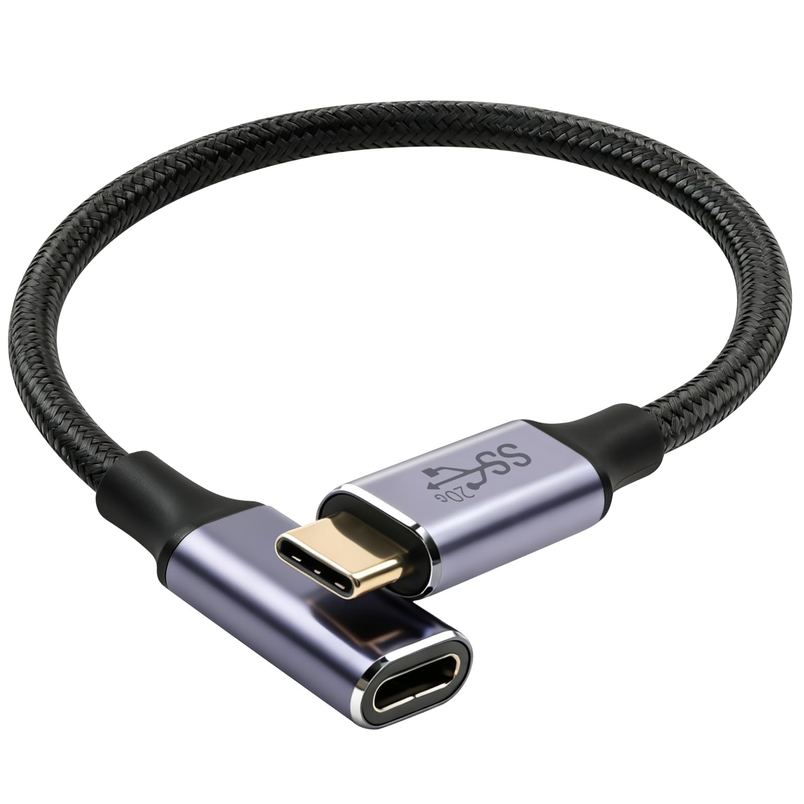 USB C Extension Cable 0.25M, 20Gbps 100W USB C 3.2 Gen2 Extender Lead 4K@60Hz, Type C Male to Female Fast Charge Data Transfer Extension, for MacBook/i-Pad Pro, Video Display, Galaxy S23/S22