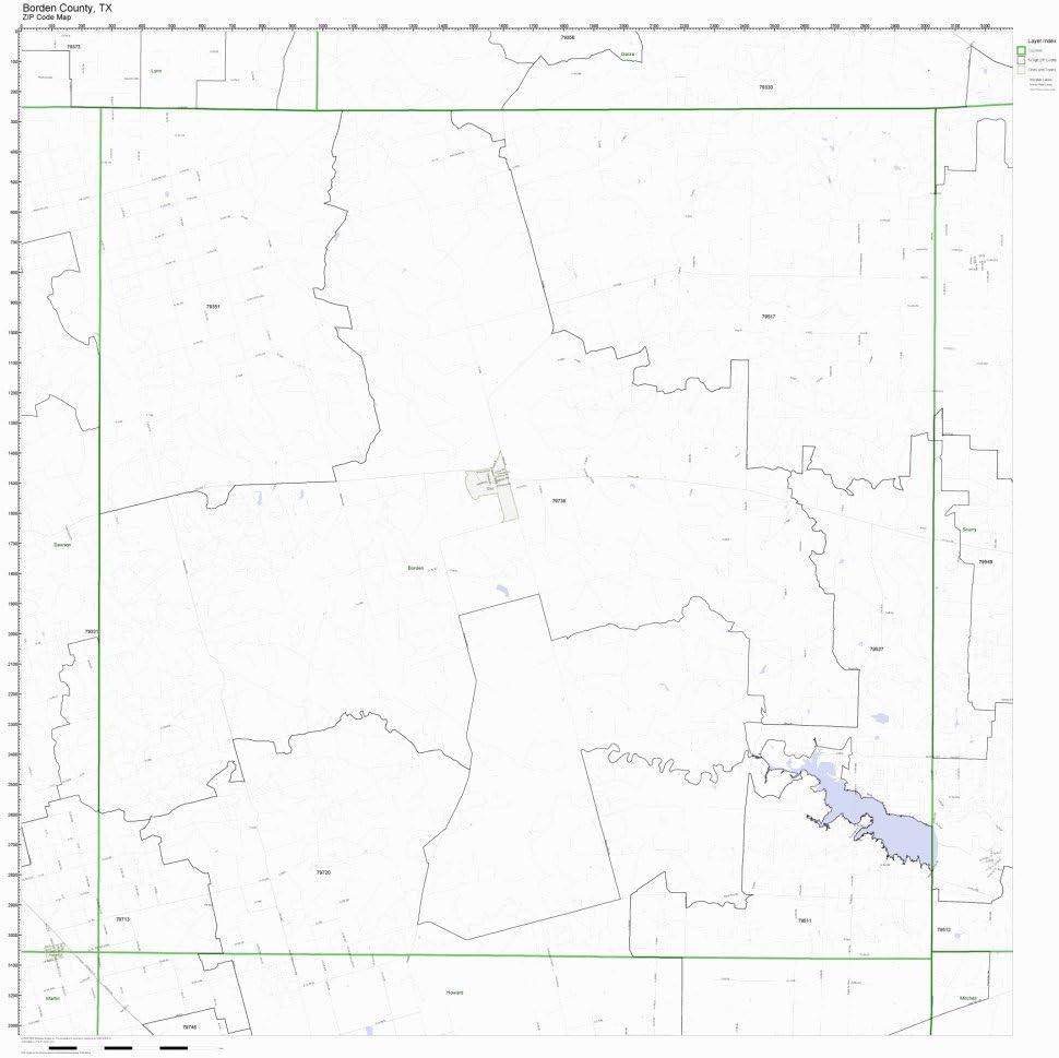 Working Maps Borden County, Texas TX ZIP Code Map Not