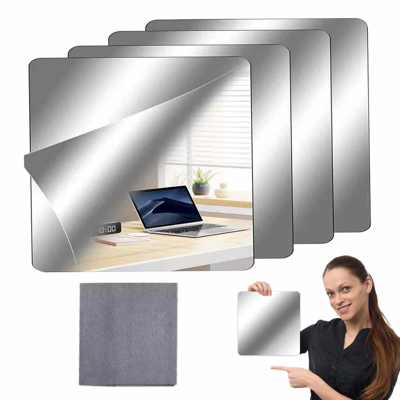 TICKLELY Espejos Decorativos de Pared, Espejo Grande Cuadrado, Espejo de Habitación para la Decoración de Pared con Diseño Exquisito, Ideal para el Tocador, Incluye Paño de Limpieza Especializado.