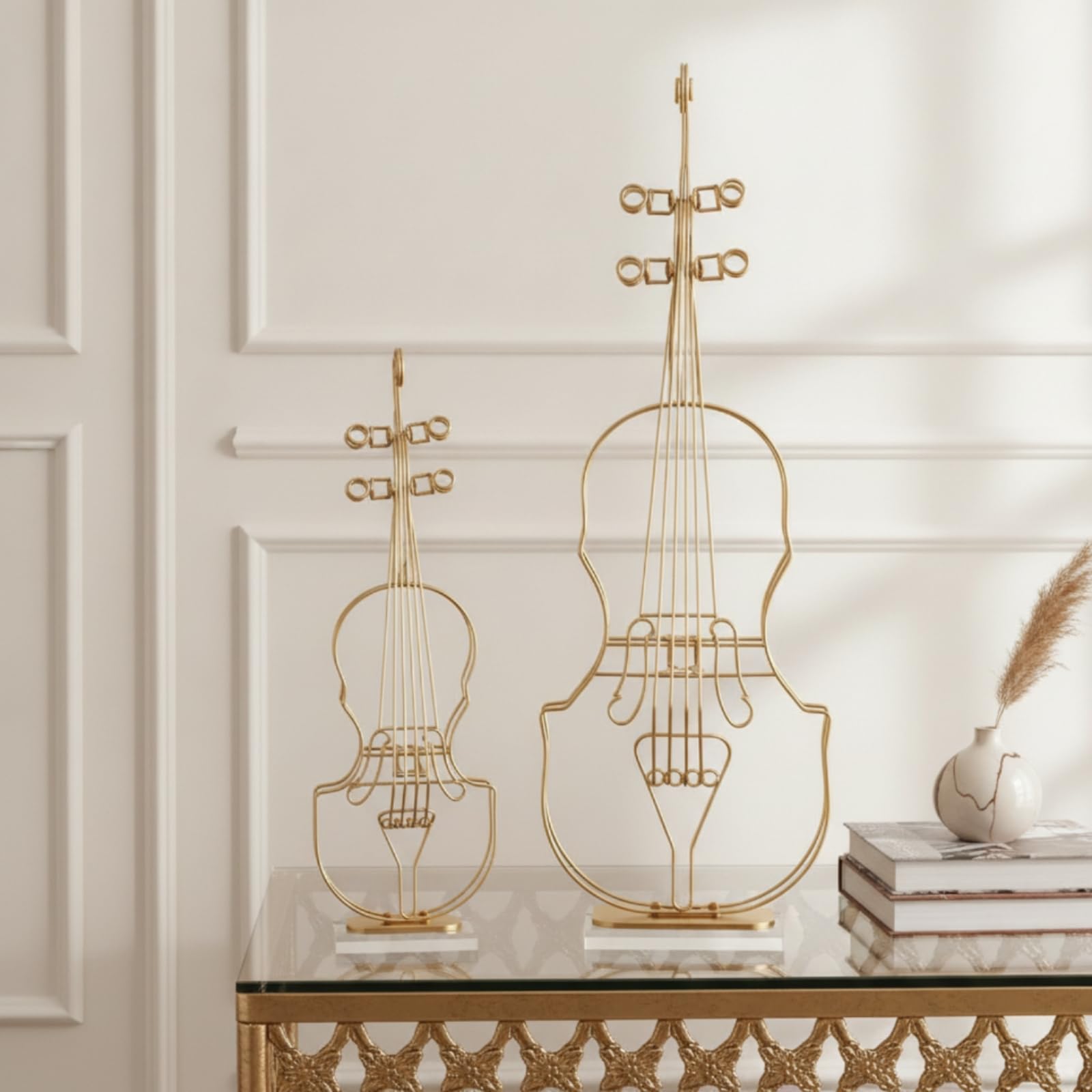 Qianly 2 Pezzi Decorativo Realistico in Met Portatile Soprammobile per Musicisti, Ingresso, Ufficio