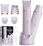 VG VOGCREST Bikini Trimmer pour les femmes : 2-in-1 Rasoir corporel sans douleur pour bras de jambes sous-arms - Portable Voyage Friendly Pubic Grooming Kit - Razor électrique rechargeable avec dock de recharge