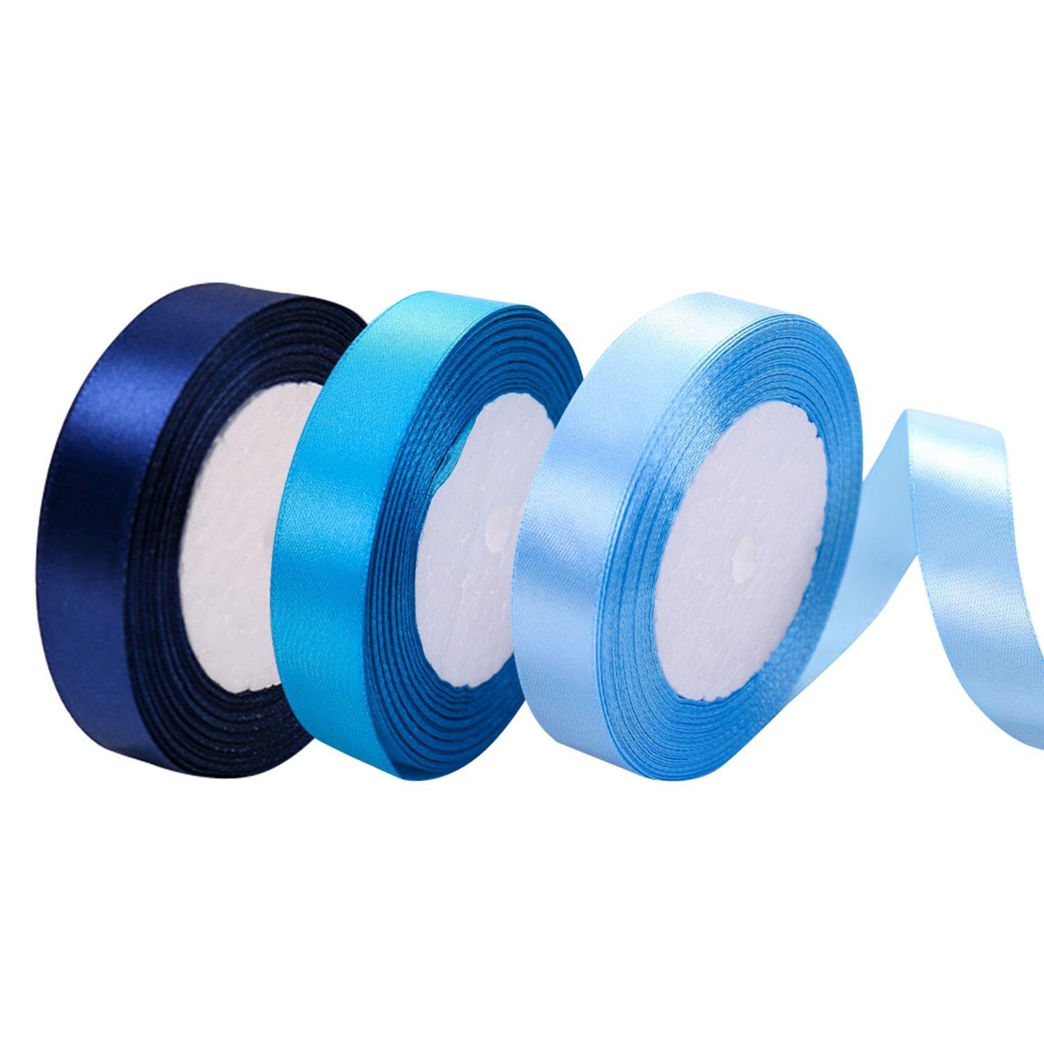 Eowvisn Dark Blue 3 Rolls Of Decorative Ribbons, Cake Decoration Ribbons, Gift Wrapping Ribbons, Wedding Decoration Ribbons, Party Decorations, Diy Decoration Materials