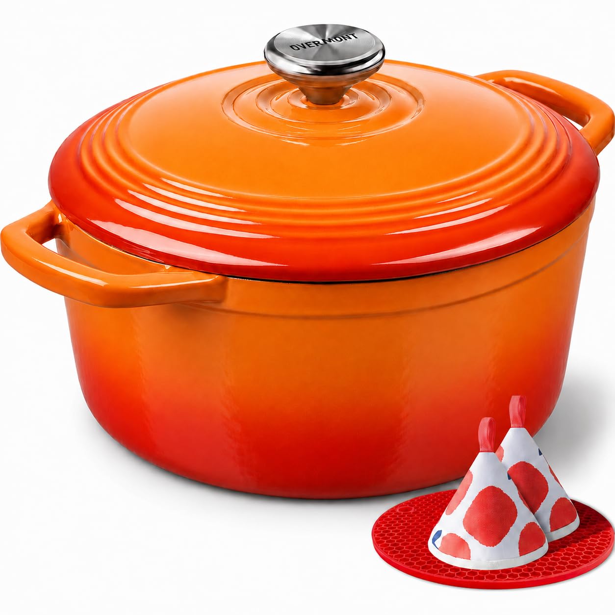Overmont Enameled Cast Iron Dutch Oven - 5.5QT Pot with Lid Cookbook
