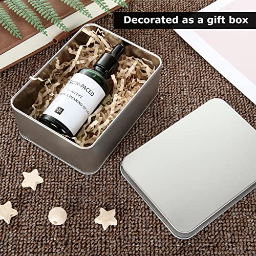 CYEAH 12 Pack Metal Tin Box Lids, Rectangular Empty Tin Box Containers, Portable Storage Metal Tin Container for Treats, Gifts, Small Items, Favors and Crafts, 5x3.5x2 Inch - Thumbnail 6