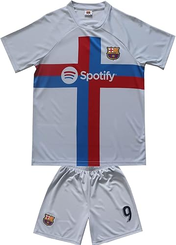 Miniatura 2 de CEKFAX Conjunto de calcetines cortos de fútbol de Barca Third #9 de Lewandowski 20222023 para niños, tallas juveniles