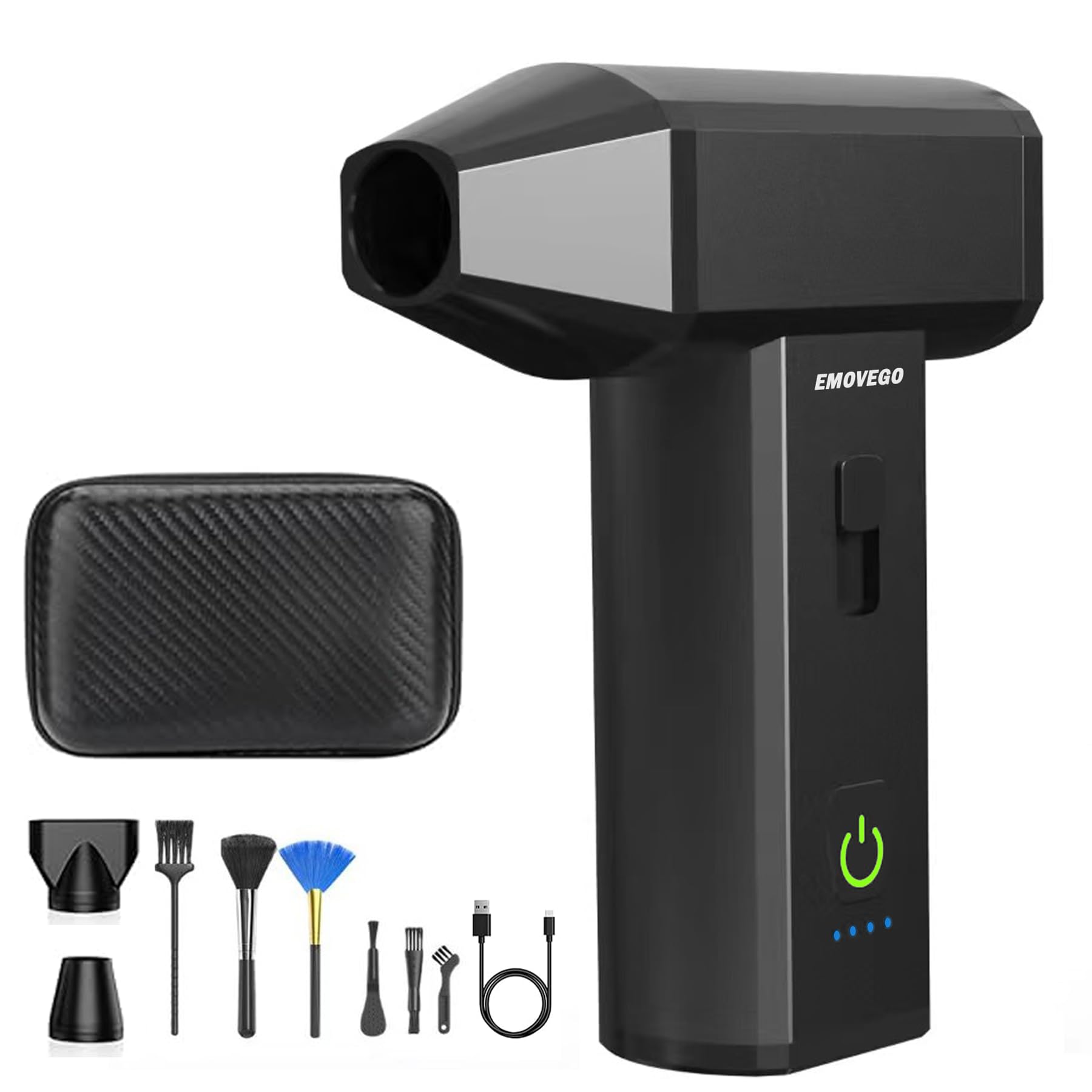 Compressed Air Duster, Blower Fan, Electric Duster 130000RPM Keyboard Cleaner - Car Cleaning Kit Turbine Fan Jet Fan No Air Canned Duster for Cleaning, Infinite Gear Adjustment, Free Storage Box