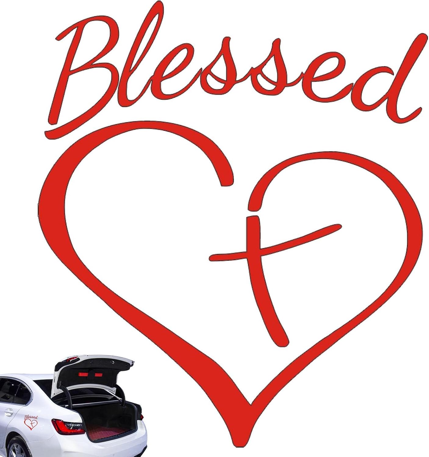 Cruz e coração abençoados adesivos cristãos Christian Decal Sticker