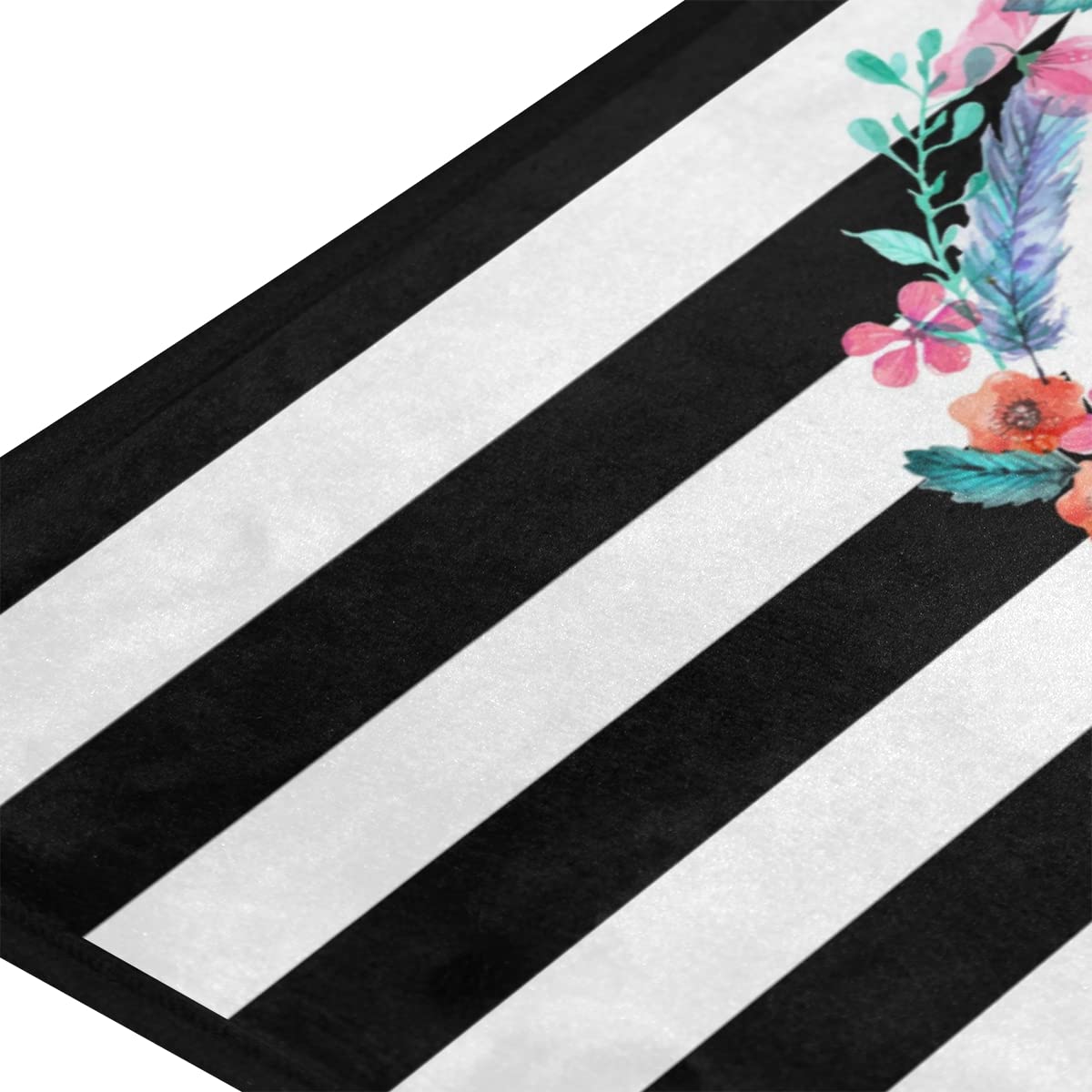 Farmhouse Kitchen Rug Black and White Striped Home Sweet Home 39 x 20 Inch Non-Slip Anti Fatigue Comfort Entryway Door Mats Perfect Carpet for Home Decor