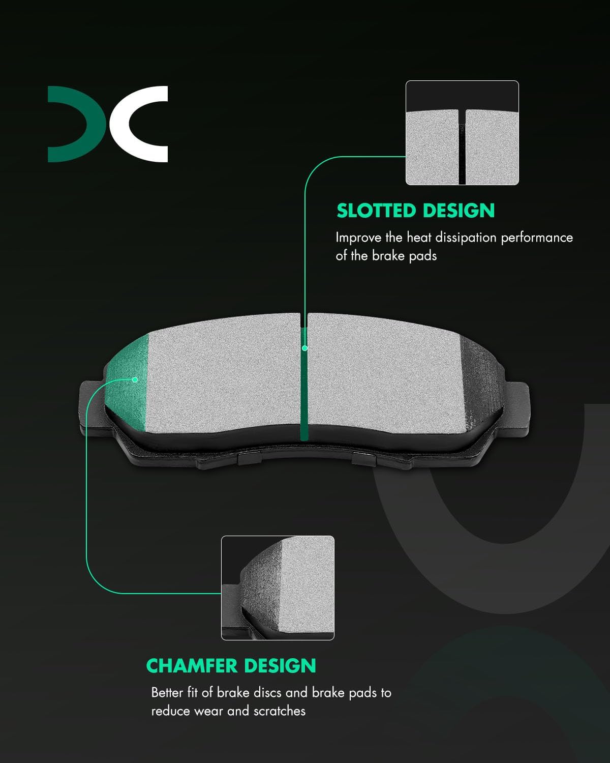 SCITOO Ceramic Brake Pads, 4pcs Front Brakes, Fit: Acura RDX (07-12), Honda (Accord, Crosstour, CR-V, Odyssey)