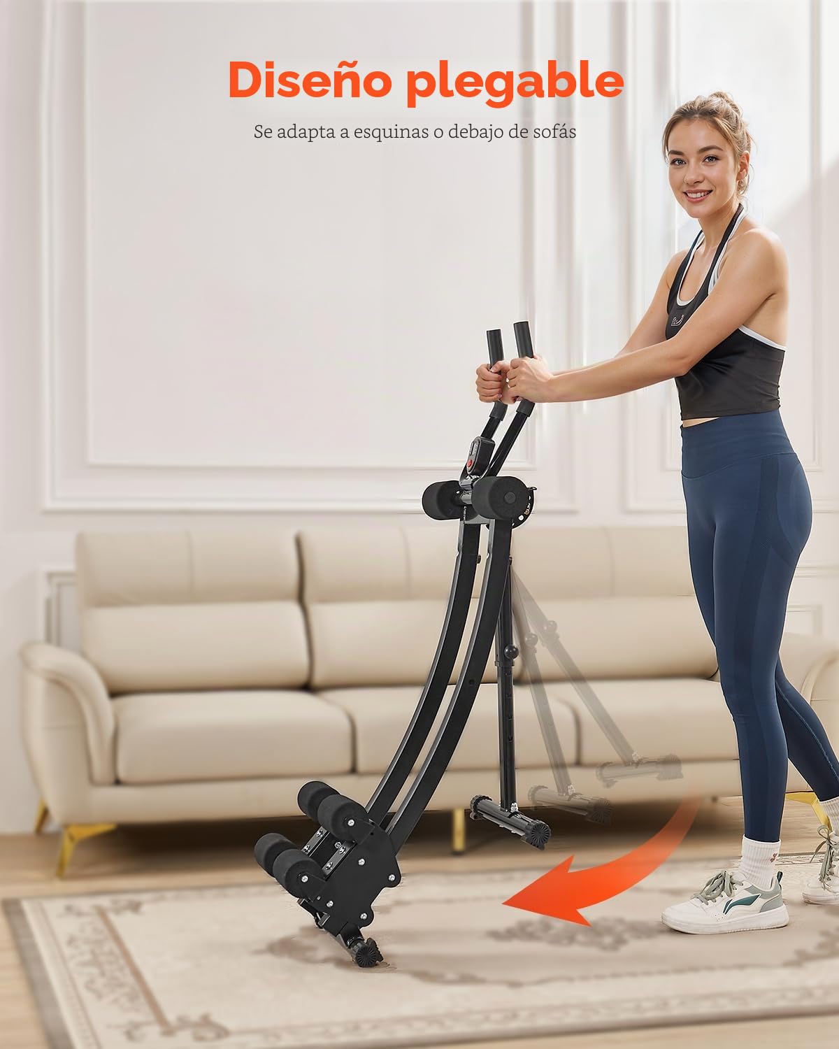 VEVOR Máquina de Ejercicios Abdominales Equipo de Entrenamiento Abdominal Doble Pista para Gimnasio en Casa Capacidad de Peso de 200 kg Máquina de Ejercicios Abdominales Plegable y Ajustable