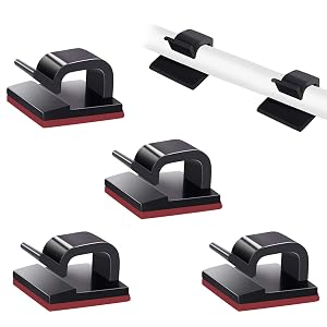SOULWIT 50 Pcs Self Adhesive Cable Management Clips Cable Organizers Sticky Wire Clips Cord Holder for TV PC