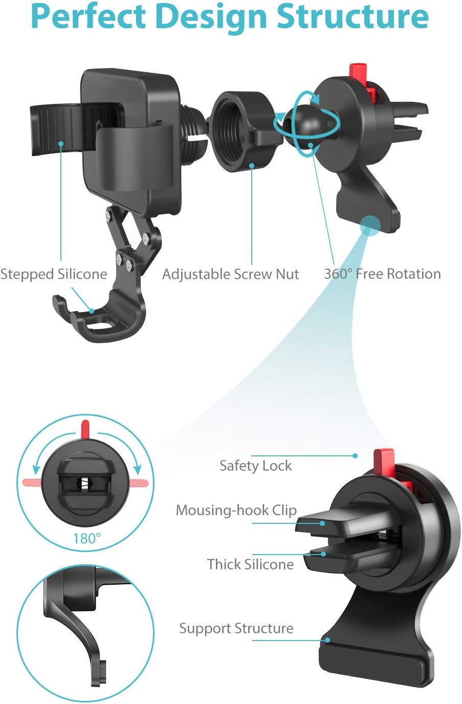 Syncwire Car Phone Mount, Air Vent Cell Phone Holder, Gravity Phone Car Mount Compatible with iPhone 11 Pro Max XS Max XR X 8 7 6s 6+ 6 Samsung Galaxy S10 S9 S8 and Smartphone Under 6.8 Inch