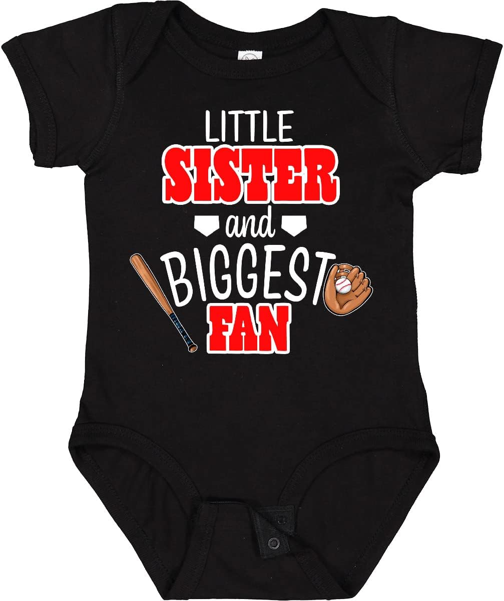 inktastic Little Sister and Biggest Fan Baseball Glove and Bat Baby Bodysuit