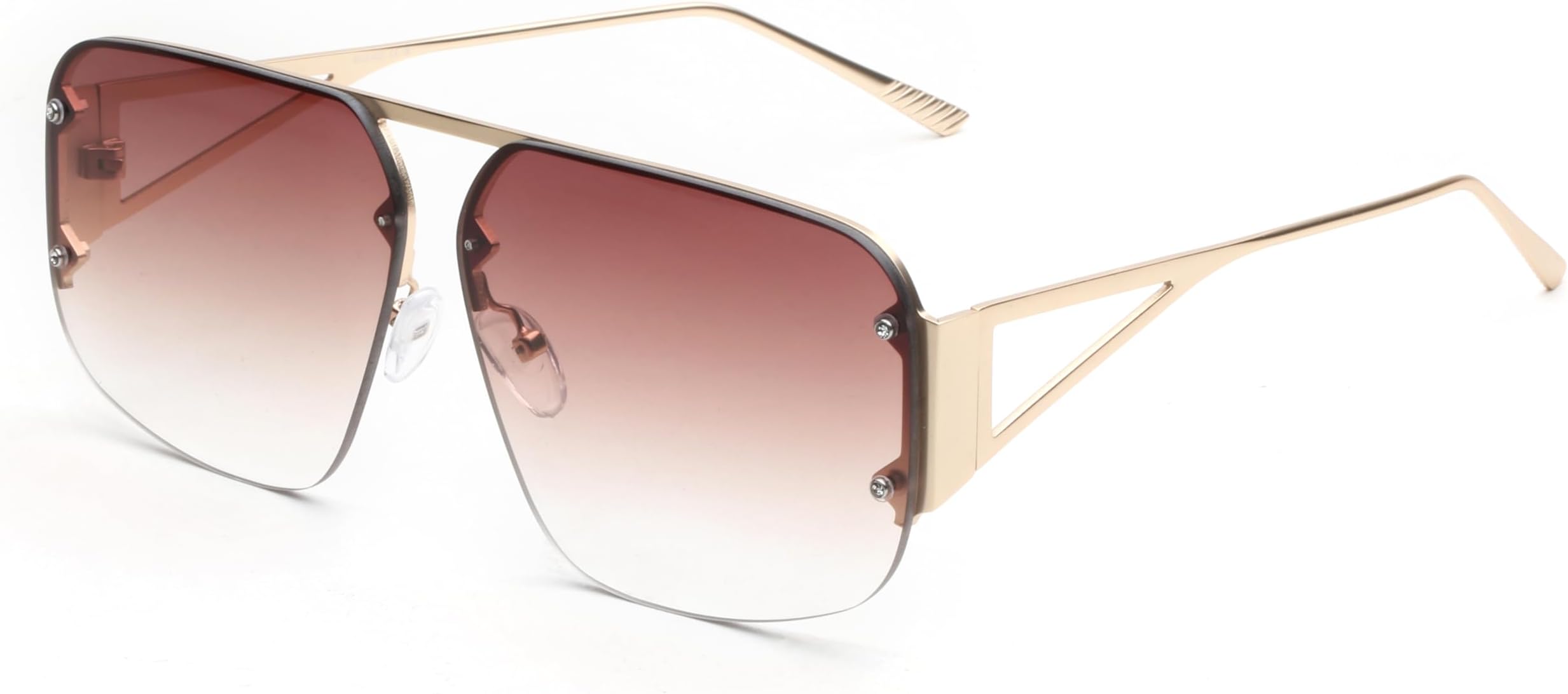 joohoojoohoo Trendy Sunglasses for Women Men UV Protection Shade Metal Rimless Frame Gafas De Sol Lentes De Sol