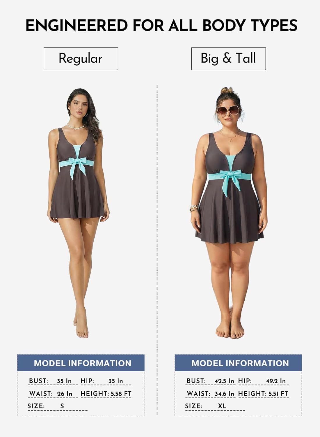 Aleumdr Women Printed Two Piece Tankini Swimsuits Tummy Control Swim Dress High Waisted Boyshort with Pockets - Image 6