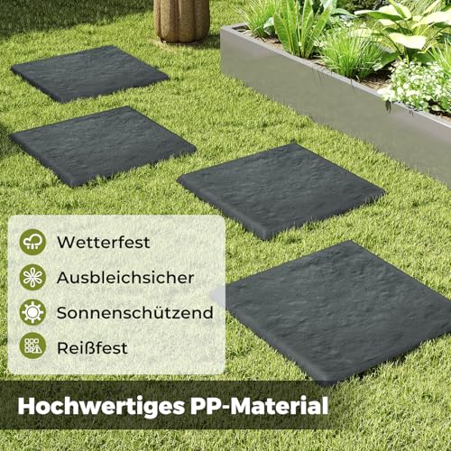FANTASK Trittsteine für Garten, Gehwegplatten aus Polypropylen, Gartenplatten für Rasen, Beet & Wege, 39,5 x 39,5 cm