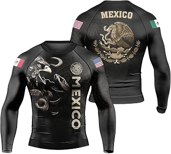 Eagle Mens Long Sleeve Compression Rash Guard, BJJ Workout Shirt, Breathable MMA Training Top