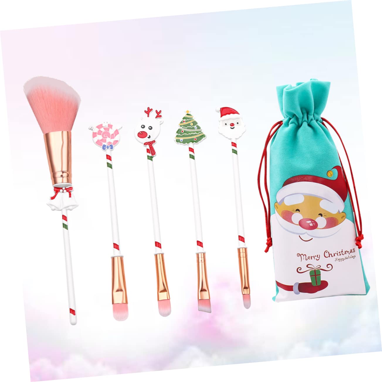 minkissy 18 Stk Rougepinsel Reise-kulturbeutel Beauty- Süße Kosmetiktasche Make-up-puderpinsel Weihnachts-make-up-tasche Bürste Mischpinsel Weiß Erröten Pinsel Fräulein Weihnachten
