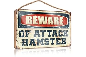 Beware of Attack Hamster Wooden Dorm Sign