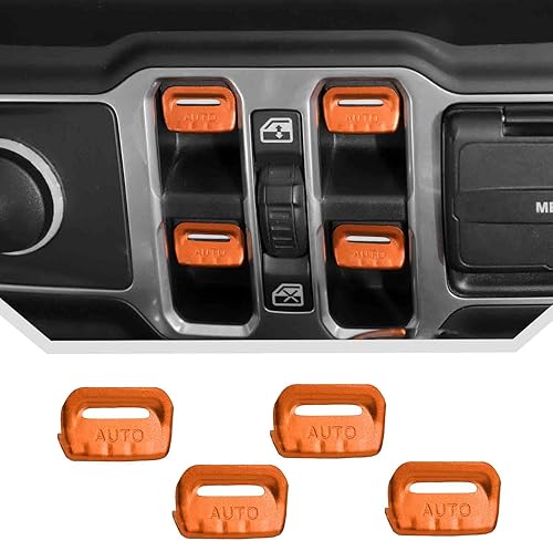 Vista 22 de 4 piezas de cubiertas de botones de interruptores de ventanilla con moldura, accesorios de interior para Jeep Wrangler JL JLU Gladiator JT 2018-2024