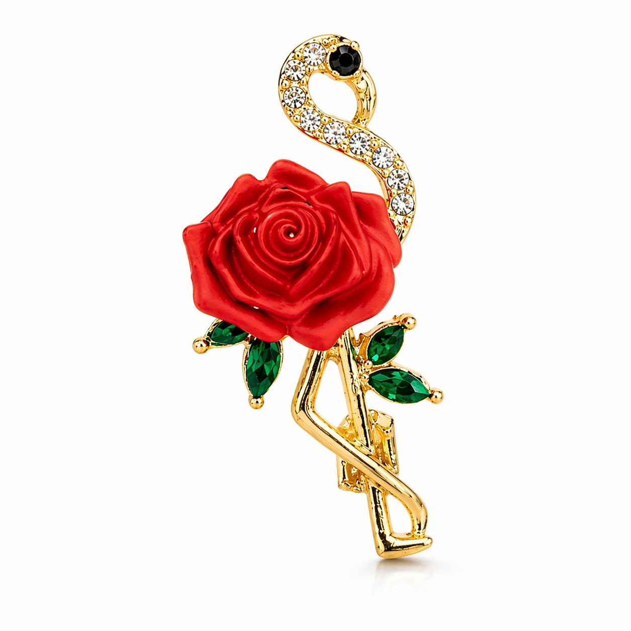 Red Rose Flower Brooch, Gold, Crystal Lapel Pin for Coat, Saree, Blazer & Dress, Traditional Style-image-40