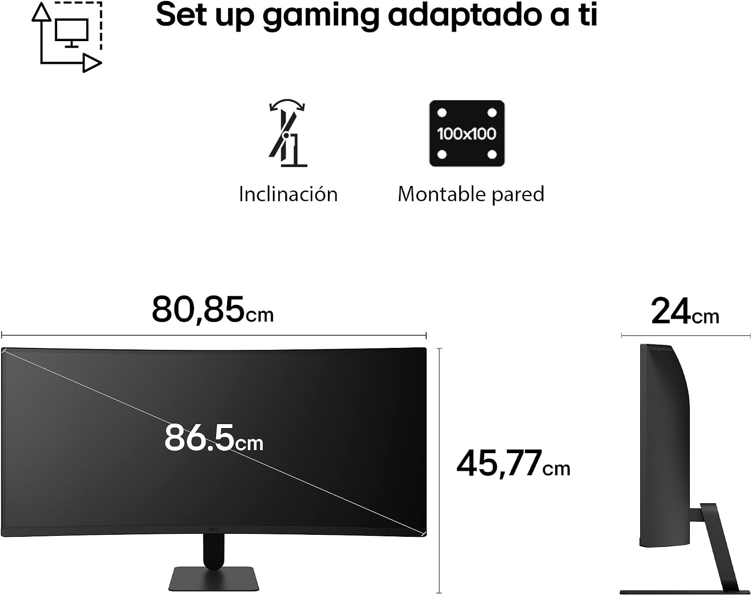 LG 34U601B-B – Monitor UltraWide, 34″, Curvo, 1800R, VA, WQHD, 3440×1440, 21:9, 120Hz, 120Hz, FreeSync, Premium, HDR10, SuperResolution+, HDMI, DP, Inclinación, Negro Mate 14