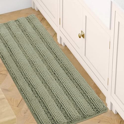 Miniatura 95 de H.VERSAILTEX Alfombras de baño antideslizantes extragruesas de felpilla a rayas 24" x 36" Absorbentes, antideslizantes, suaves, esponjosas