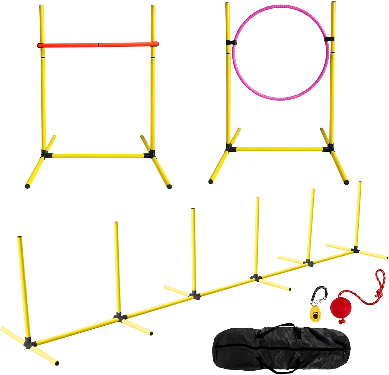Dog Agility Equipments Set, Obstacle Course for Dogs Training Starter Kit, Outside Agility Dogs Puppy Exercise, Jumps Hoop, Hurdle,…