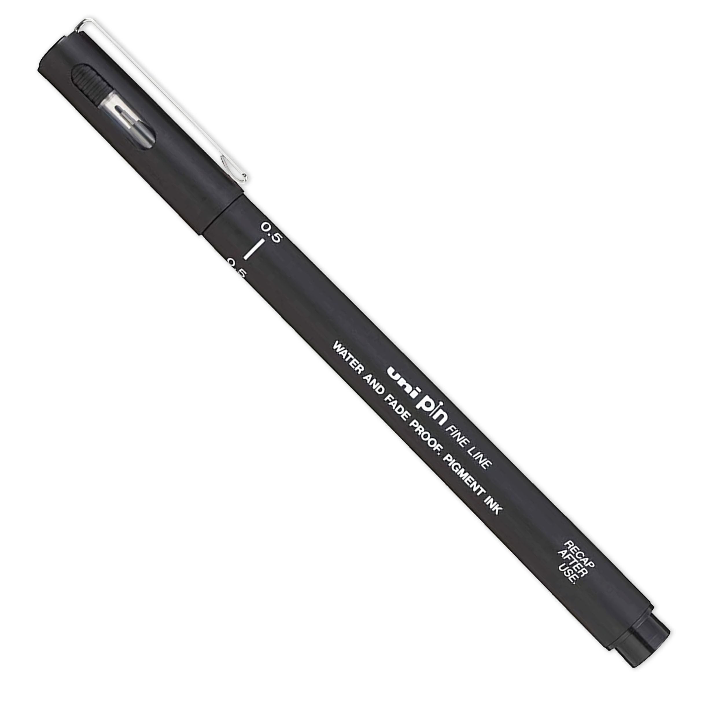 Uni Pin Fineliner Lot de 8 stylos à dessin Encre noire Pointe 0,5 mm