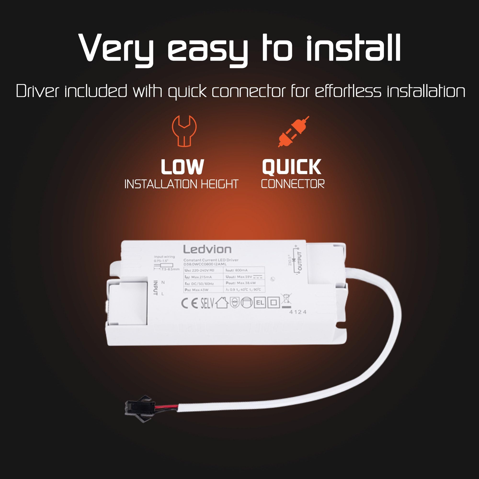 Ledvion - Pannello LED, 62x62, 36W, 6500K, 125Lm/W, Driver LED Antisfarfallio, Plafoniera Incasso, Incl. Garanzia 5 Anni