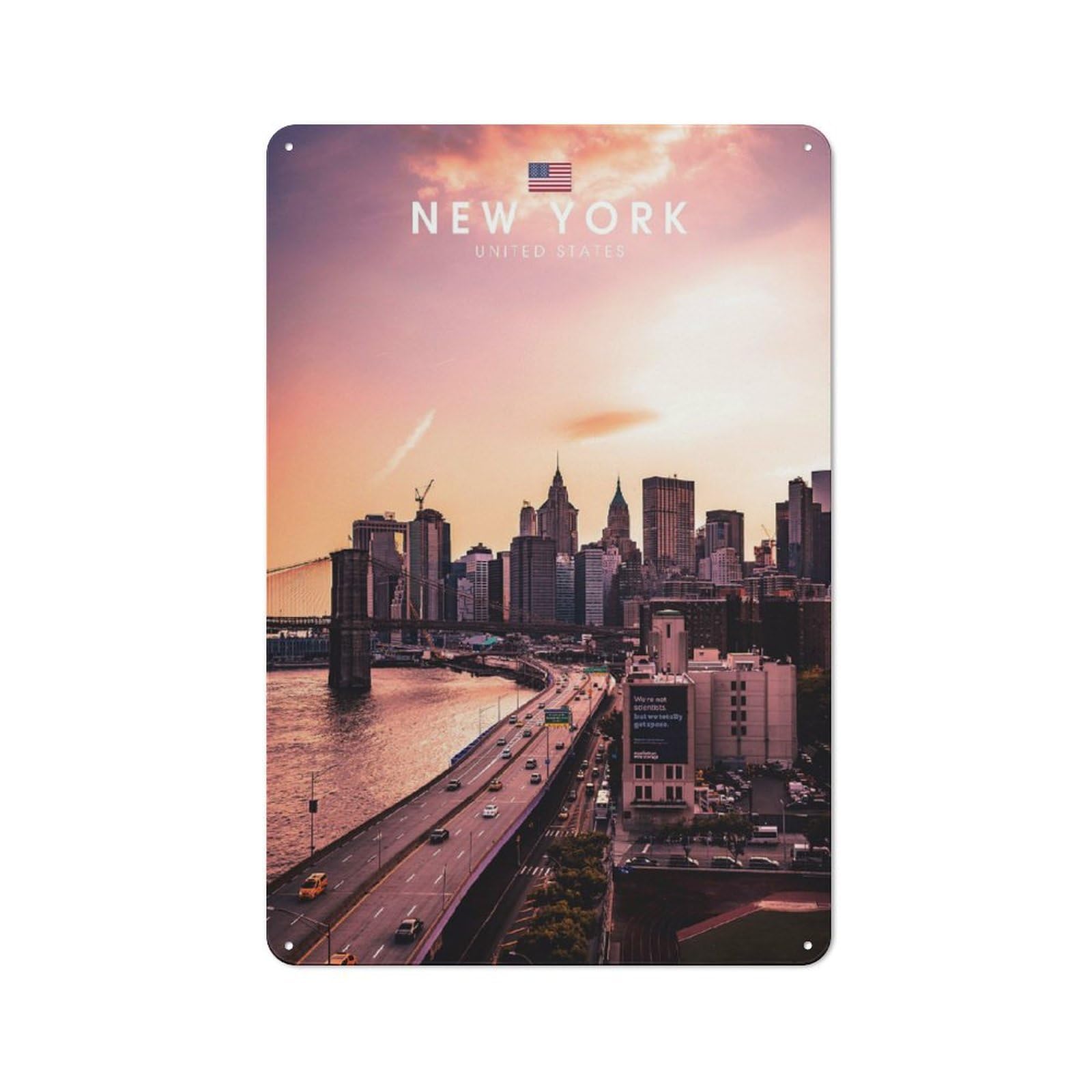 Junmoney New York City-1 Tin Wall Plaque 30X20cm With New York City For Kitchen Or Home Bar, Suited To Kitchen Decor Lovers