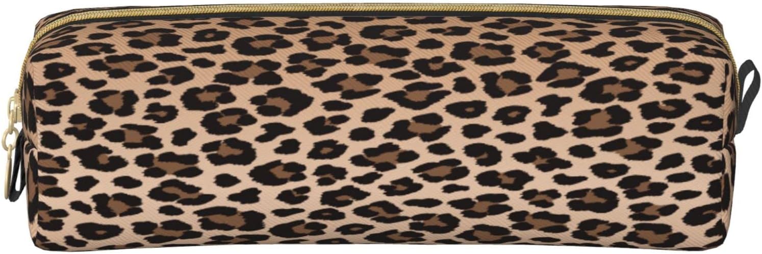 IMPCOKRU Small Pencil Bag Study Pencil Bag Key Pouch,Brown Leopard,Stationery Storage Pencil Case for School Office Travel