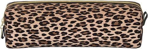 Miniatura 2 de IMPCOKRU Bolsa pequeña para lápices de estudio, bolsa para llaves, leopardo marrón, estuche de almacenamiento de papelería para escuela, oficina,