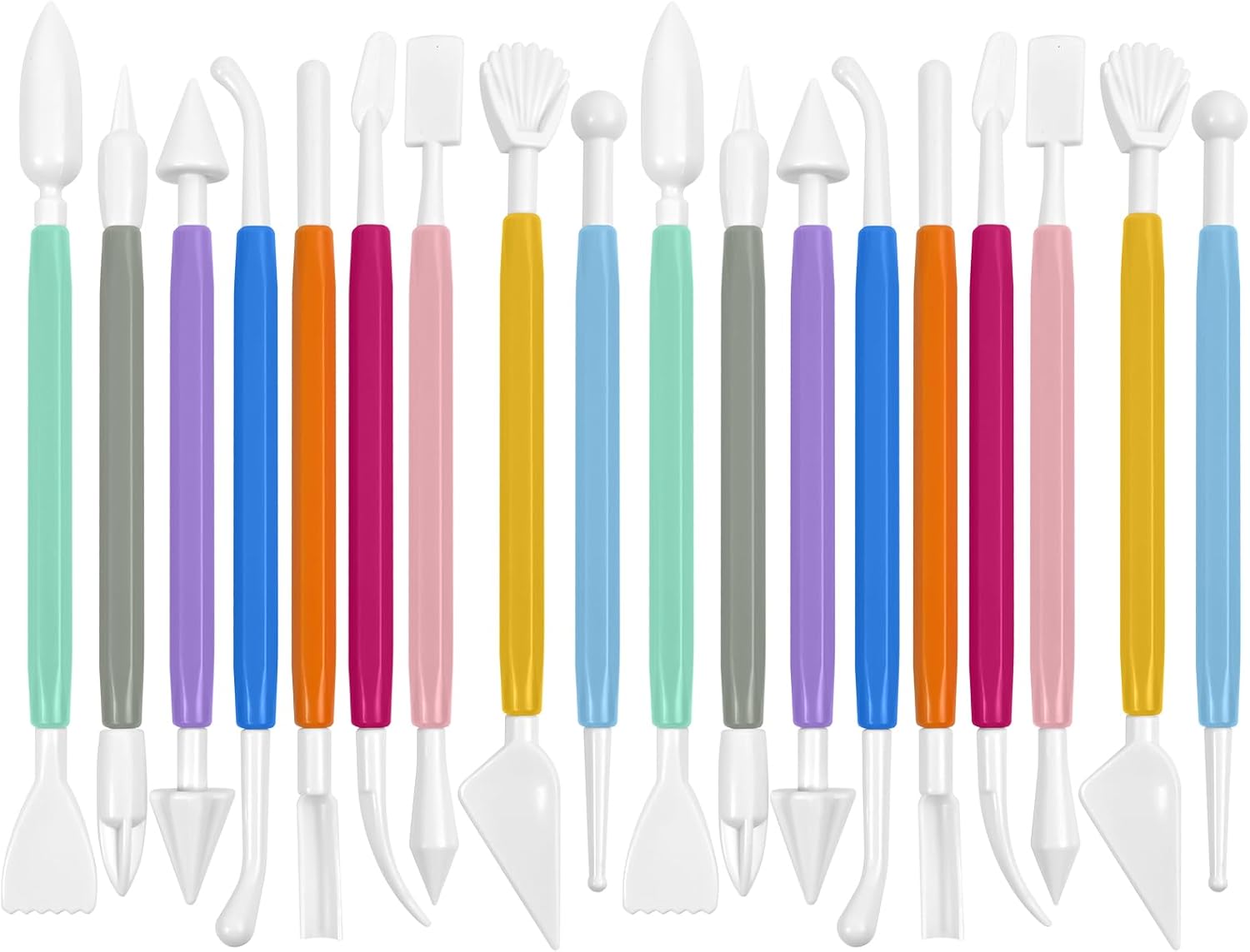 Clay Tools 18PCS Air Dry Clay Double-Ended Tool Kit Plastic Clay Sculpting Tools Set for DIY Pottery, Modeling Molding Polymer Clay