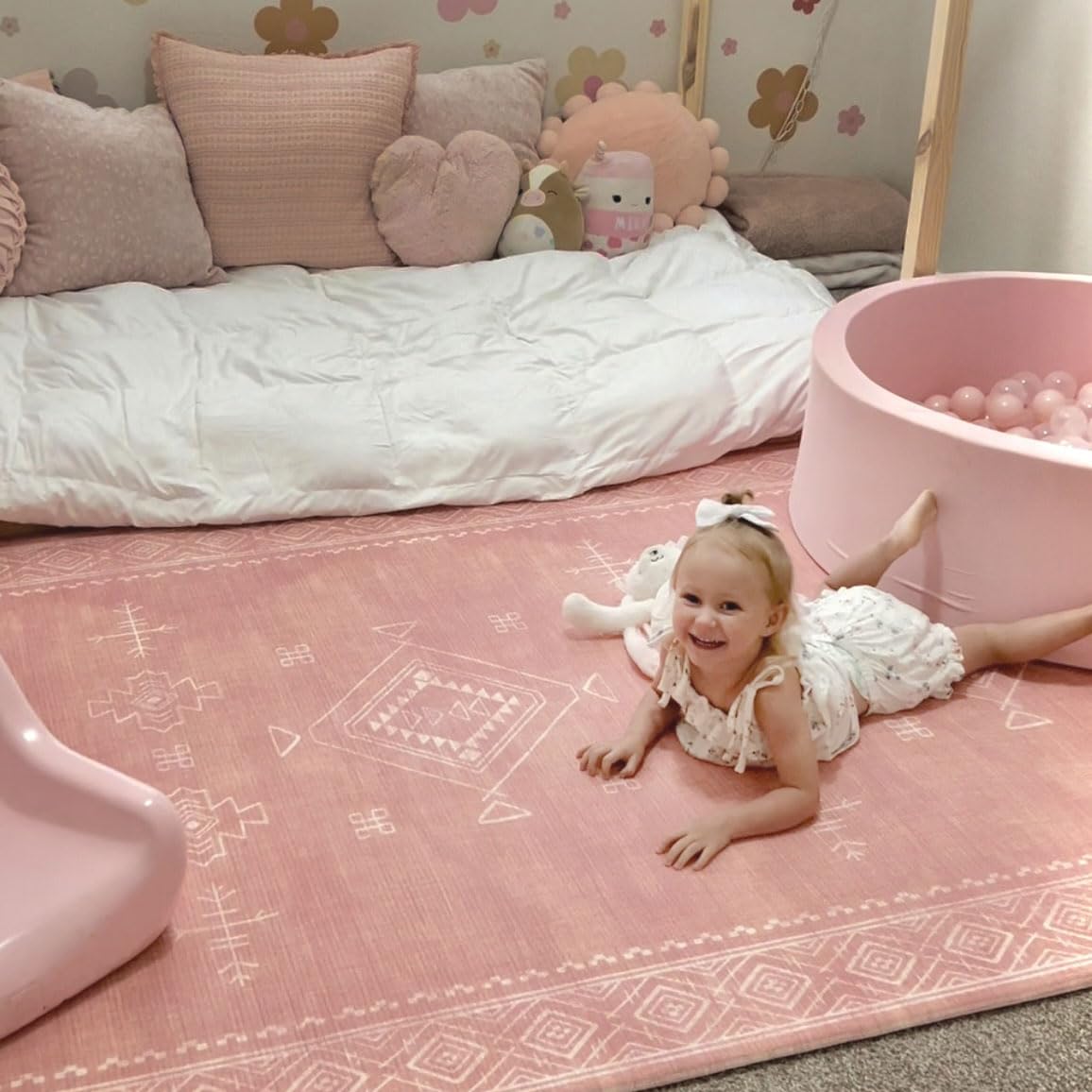 The Shwally PlayMat - Soft Baby Play Mat - Reversible Foam Floor Mat - Waterproof, Wipe-Clean, Durable, Non-Toxic and Hypoallergenic - Large (6.5' X 4.5') (Blush) image 5
