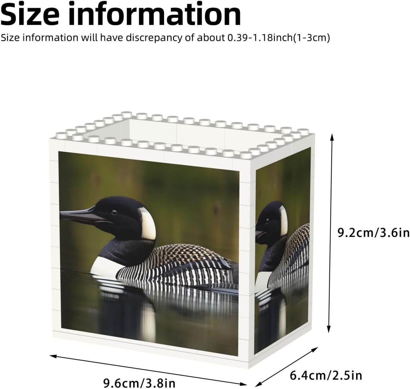 Loon Nature Bird Print Uv Print Block Pencil Cup, Detachable Creative Block Desk Organizer Office Abs Pen Holder image 3